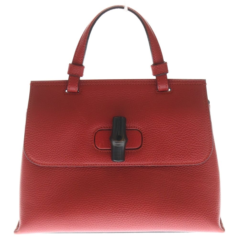 GUCCI (グッチ) バンブー 2WAYショルダーバッグ ハンドバッグ レッド