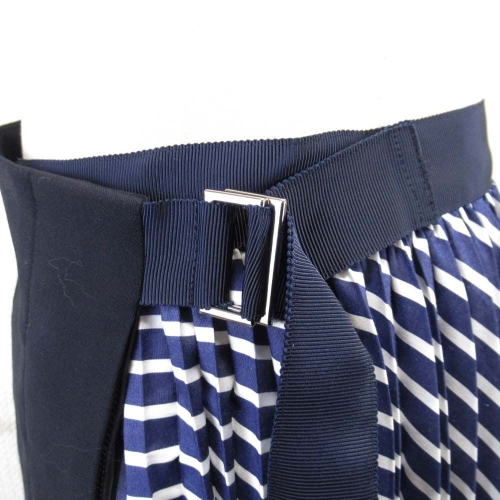 美品 21ss sacai サカイ ストライプ プリーツ ドッキング ラップ