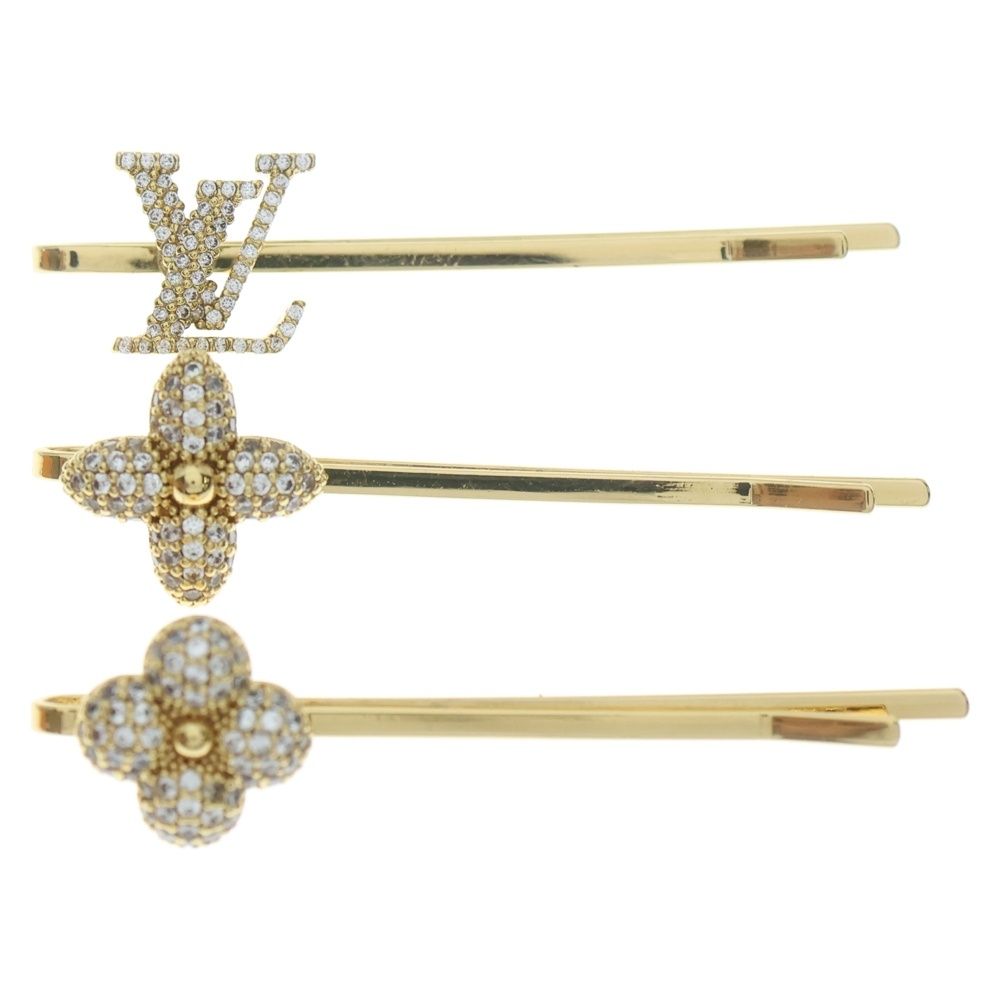 LOUIS VUITTON (ルイヴィトン) GP×ラインストーン ロゴ ヘアピン