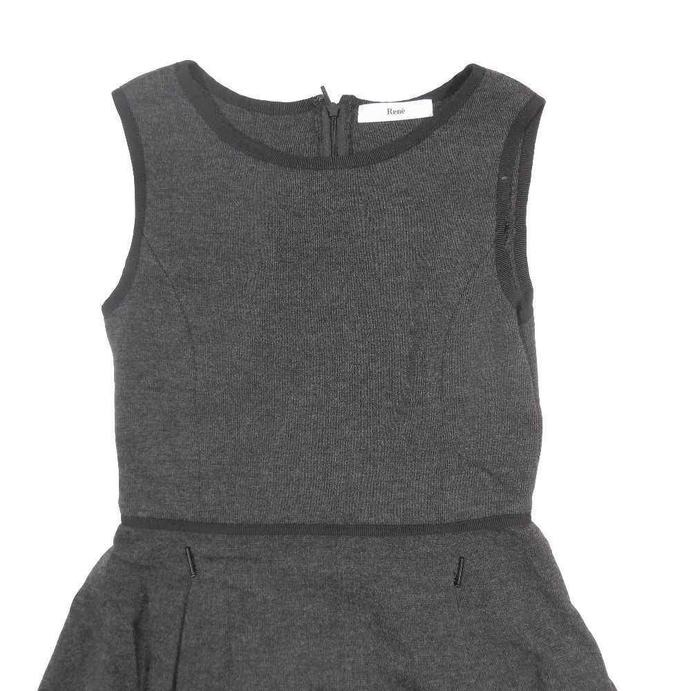 美品 Rene ルネ ニット ノースリーブ フレア ワンピース ドレス ハーフ