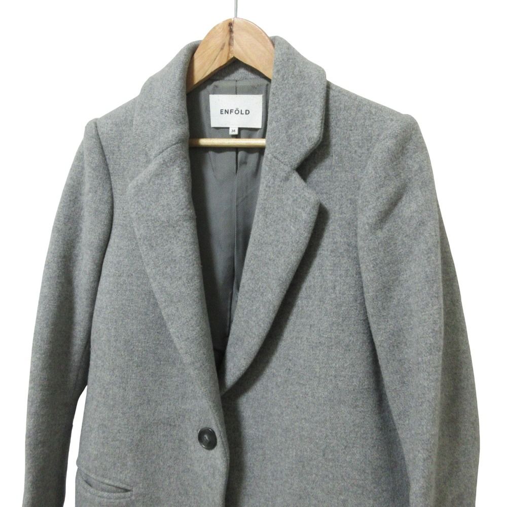 エンフォルド チェスターコート 36 良品 ENFOLD エンフォルド チェスターコート 36 グレー レディース