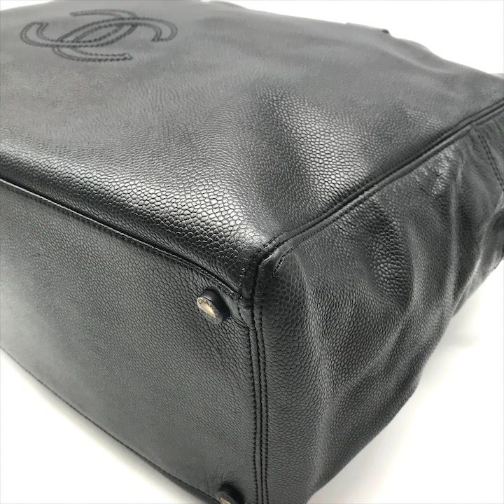 良品 CHANEL シャネル ココマーク キャビアスキン レザー ボストン