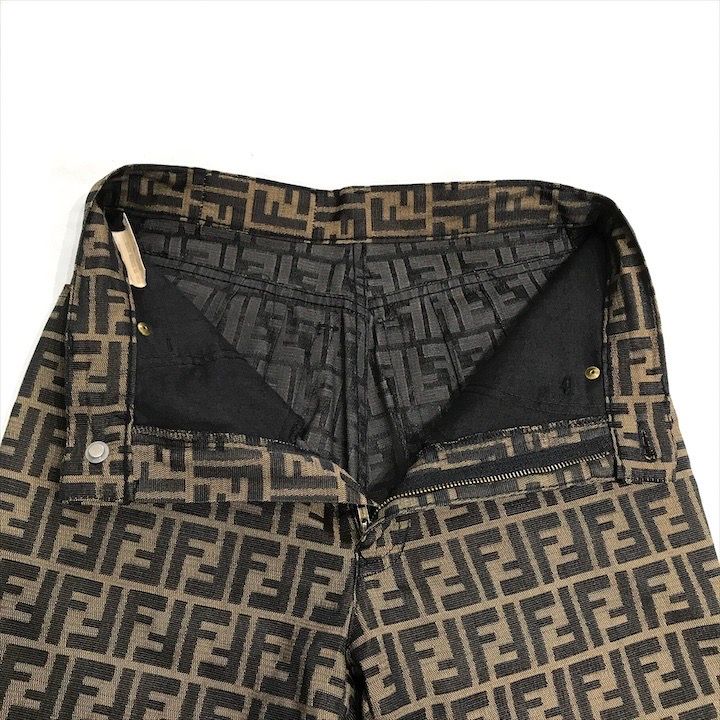 美品 FENDI フェンディ ズッカ 総柄 コットン 28インチ レディース