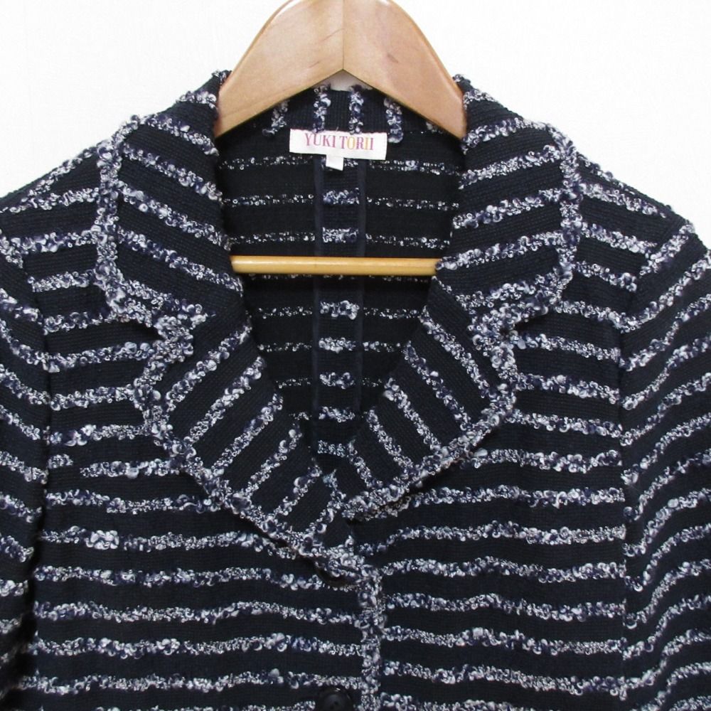 美品 YUKI TORII ユキトリイ ボーダー柄 ツイード ジャケット×スカート
