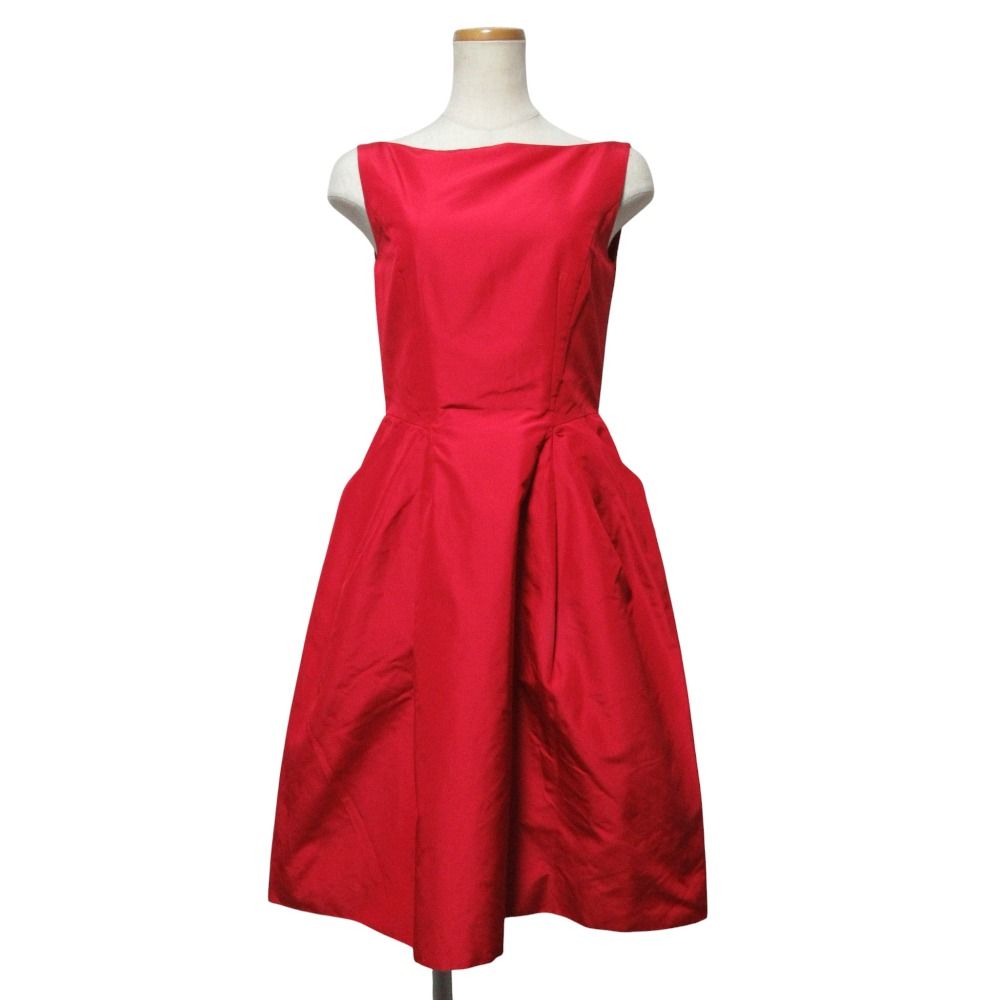 美品 FOXEY フォクシー リヨン シルク ノースリーブ ドレス ワンピース