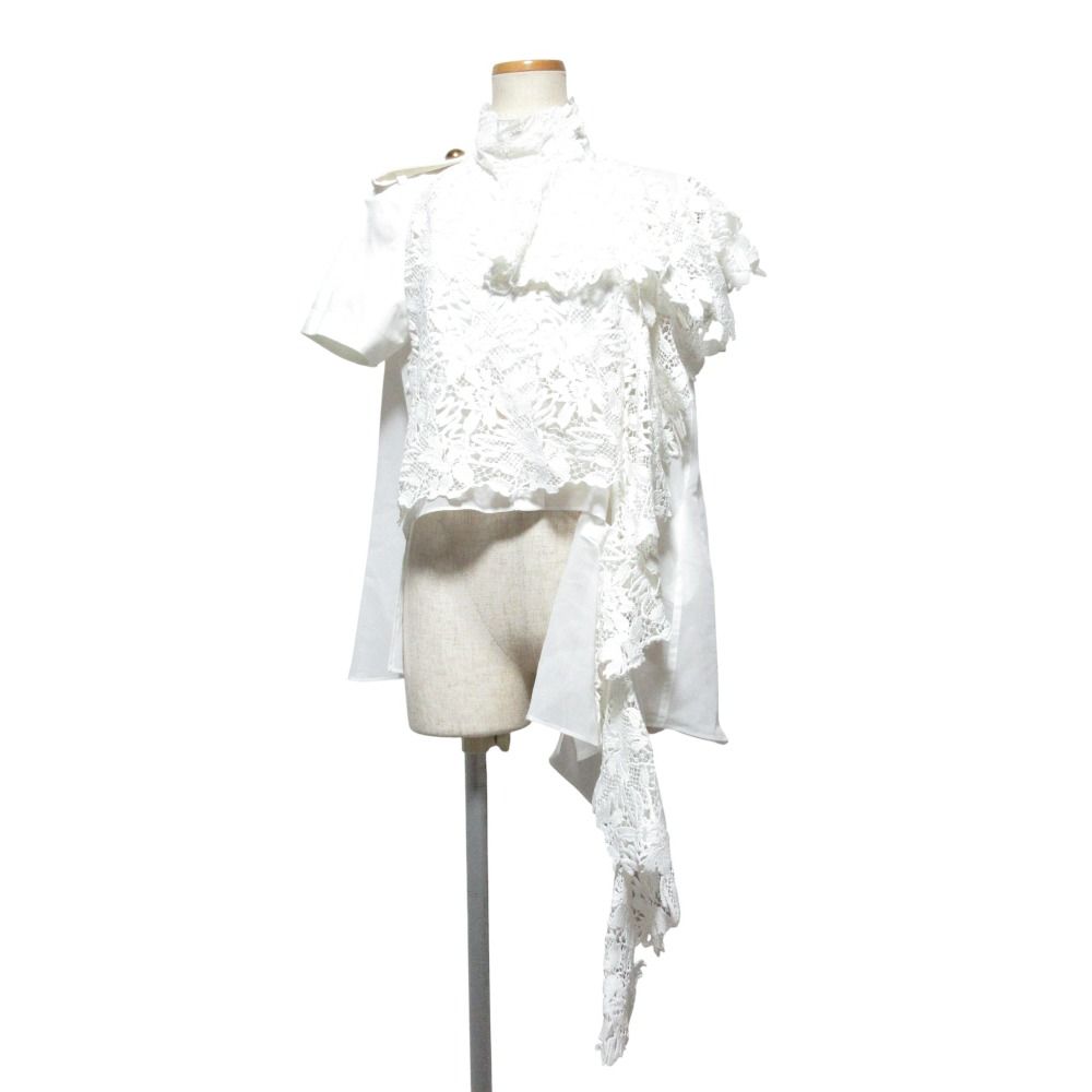 美品 sacai サカイ シアー アシンメトリー レース シャツ ブラウス 19 