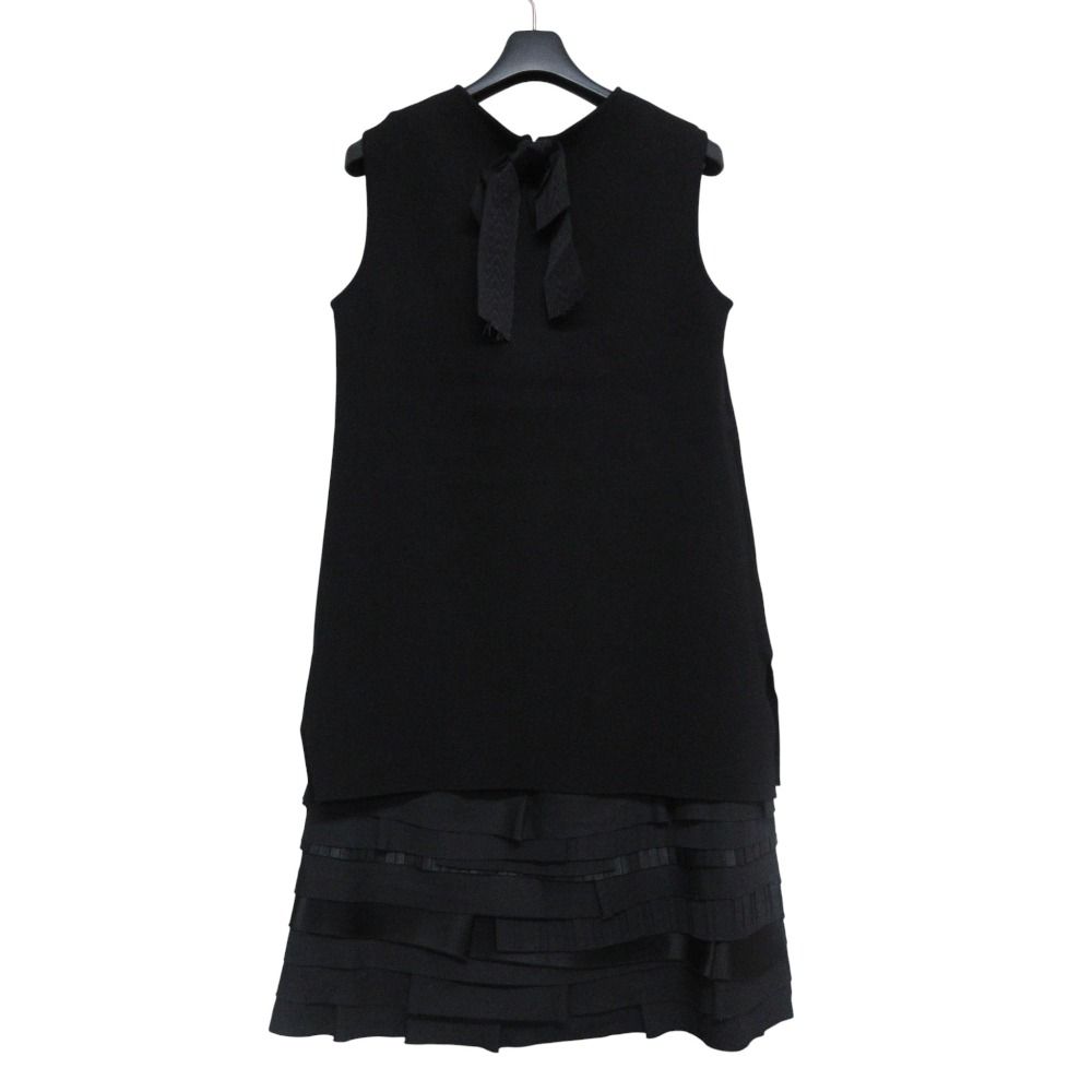 美品 FOXEY フォクシー リボンニット トゥーフリルラッフルヘム ドレス