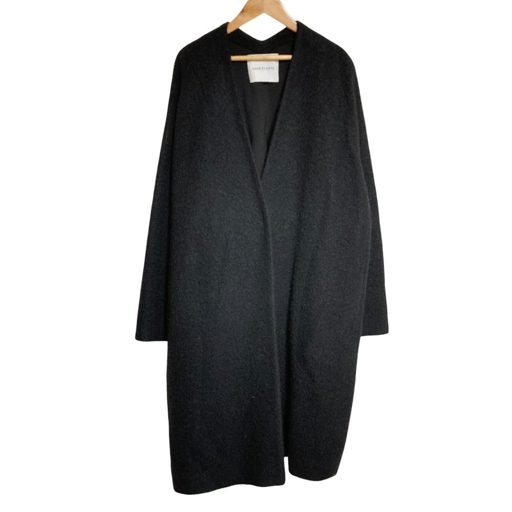 良品 ADAM ET ROPE アダムエロペ モヘヤシャギーノーカラーコート F