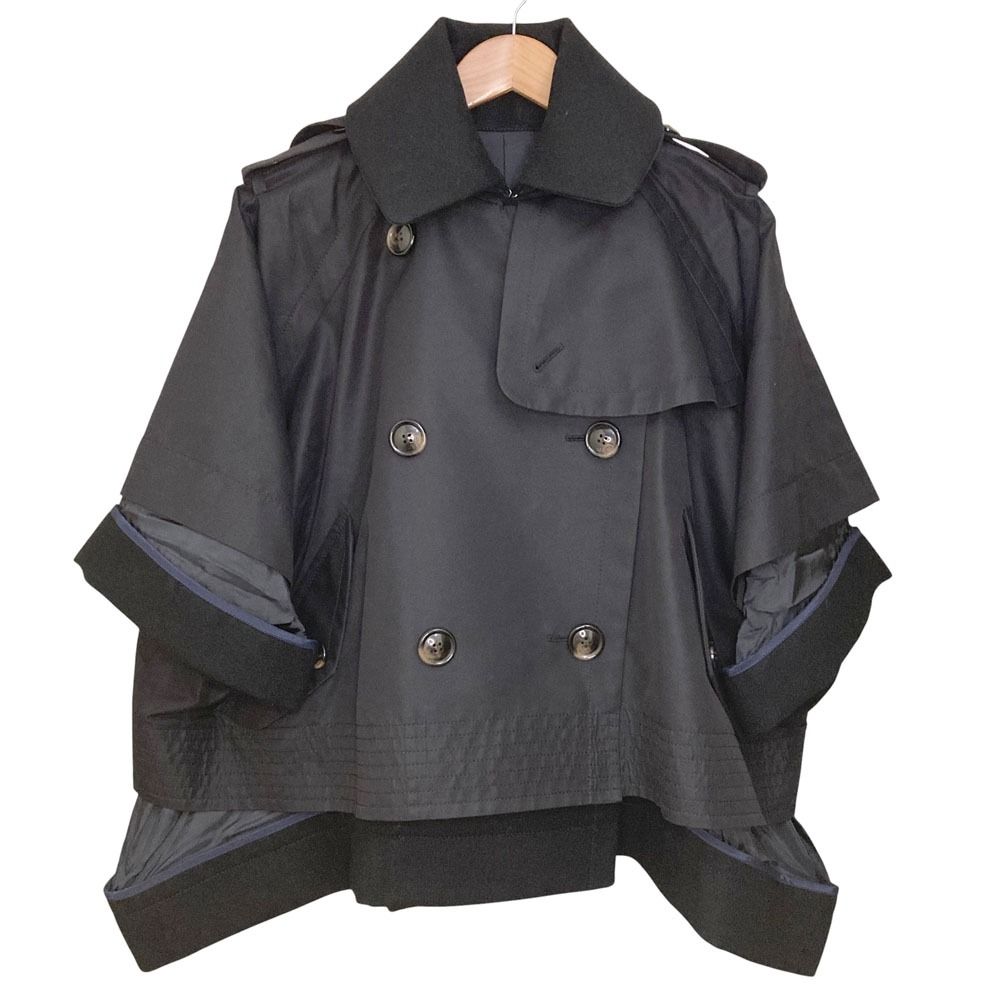 美品 sacai サカイ Pコート トレンチ ドッキング ハイブリット