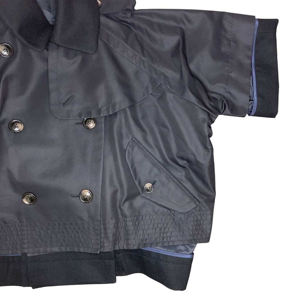 美品 sacai サカイ Pコート トレンチ ドッキング ハイブリット