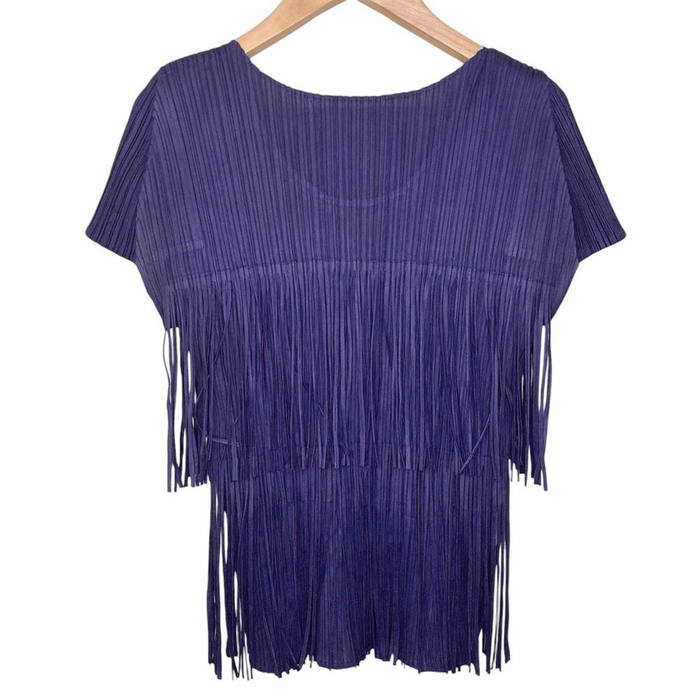 極美品✨PLEATS PLEASE プリーツ　フリンジ　変更　ネイビー　半袖 良品 PLEATS PLEASE ISSEY MIYAKE プリーツプリーズ イッセイミヤケ