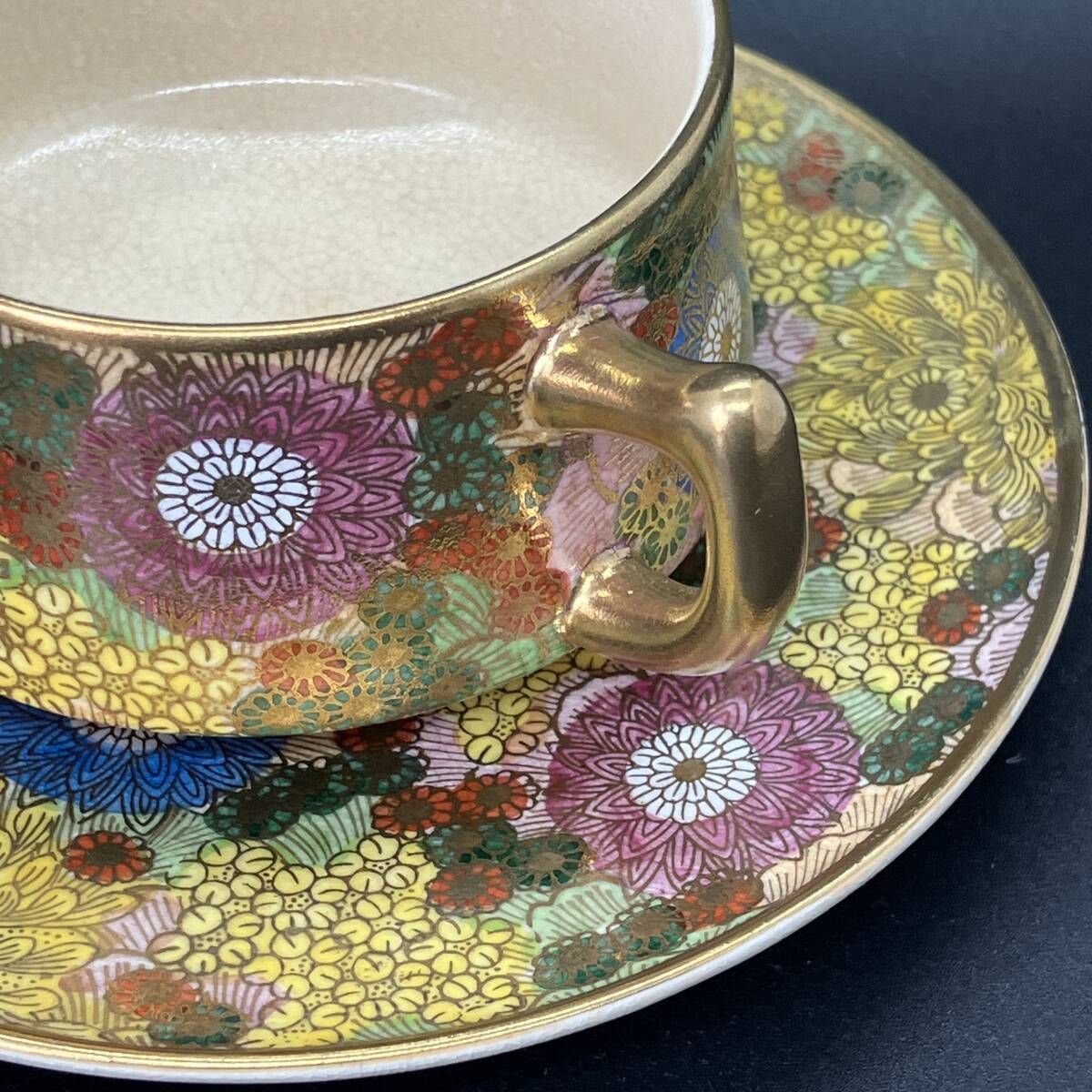 薩摩 金彩 菊花尽紋図 キャビネット カップ＆ソーサー 菊花文 英国