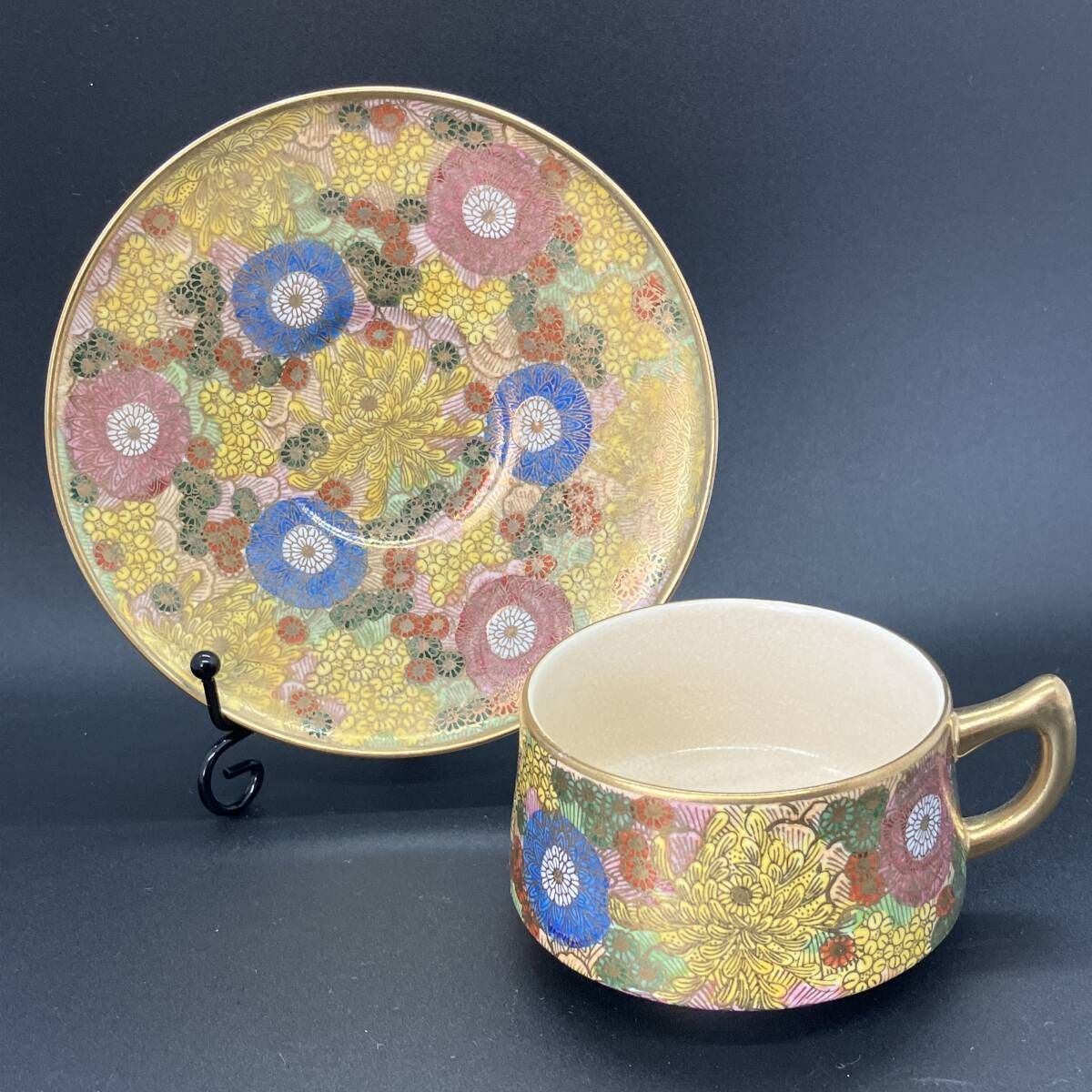 薩摩 金彩 菊花尽紋図 キャビネット カップ＆ソーサー 菊花文 英国