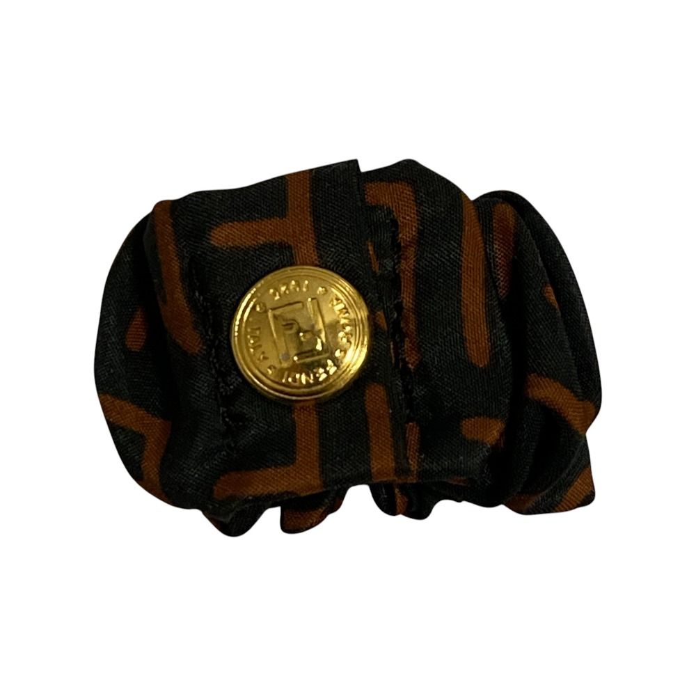 美品 FENDI フェンディ ズッカ柄 シュシュ ヘアアクセサリー ネイビー