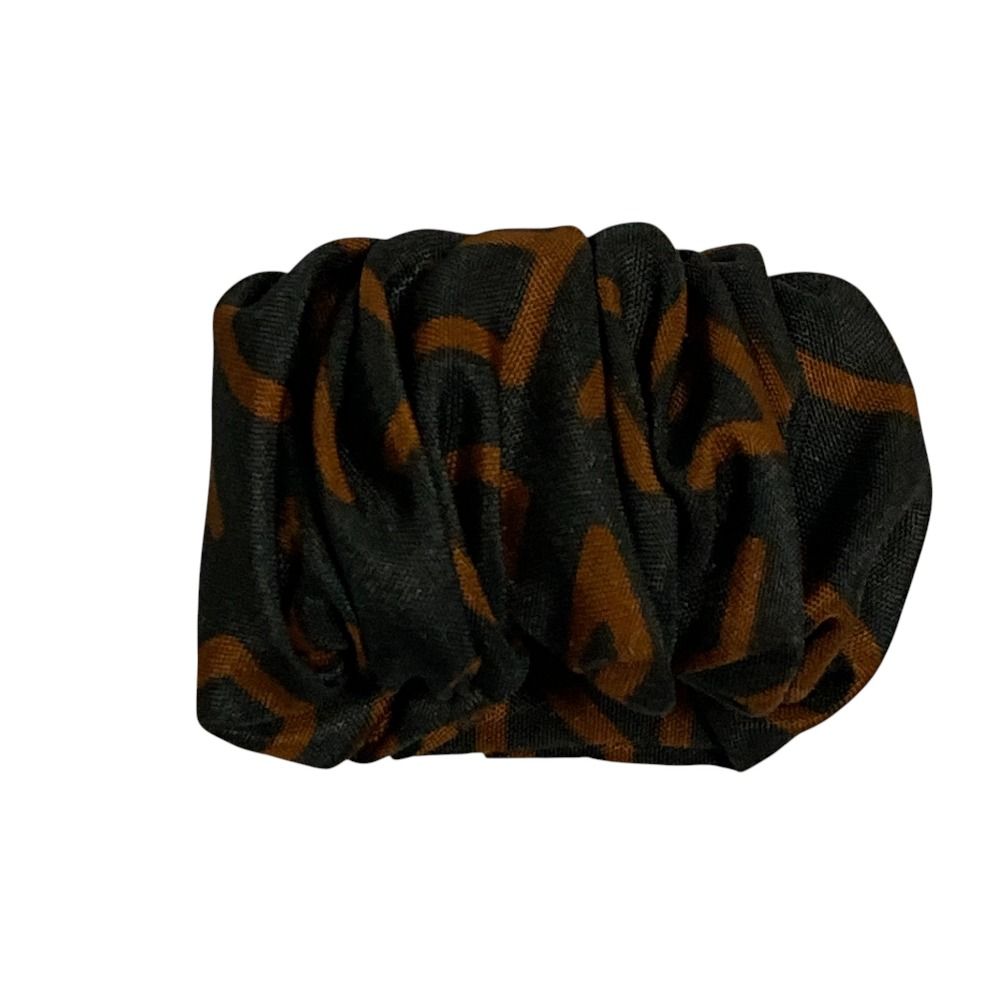 美品 FENDI フェンディ ズッカ柄 シュシュ ヘアアクセサリー ネイビー