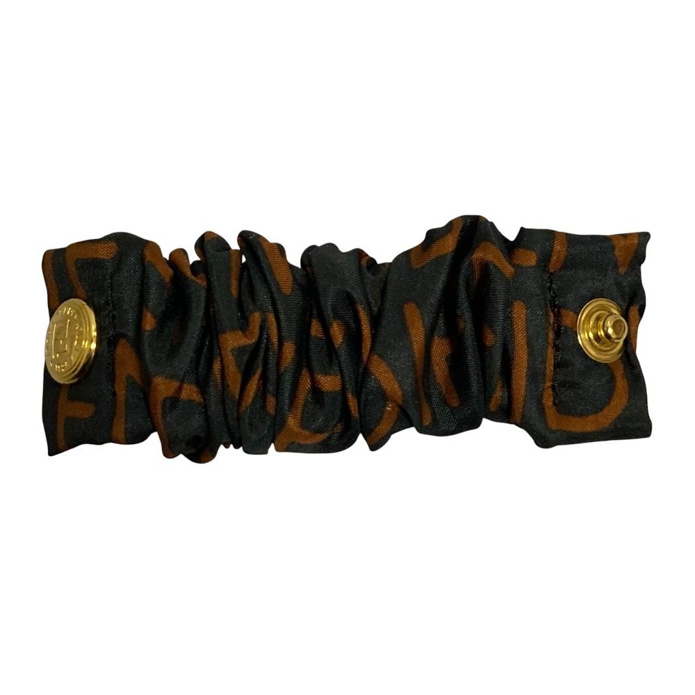 美品 FENDI フェンディ ズッカ柄 シュシュ ヘアアクセサリー ネイビー