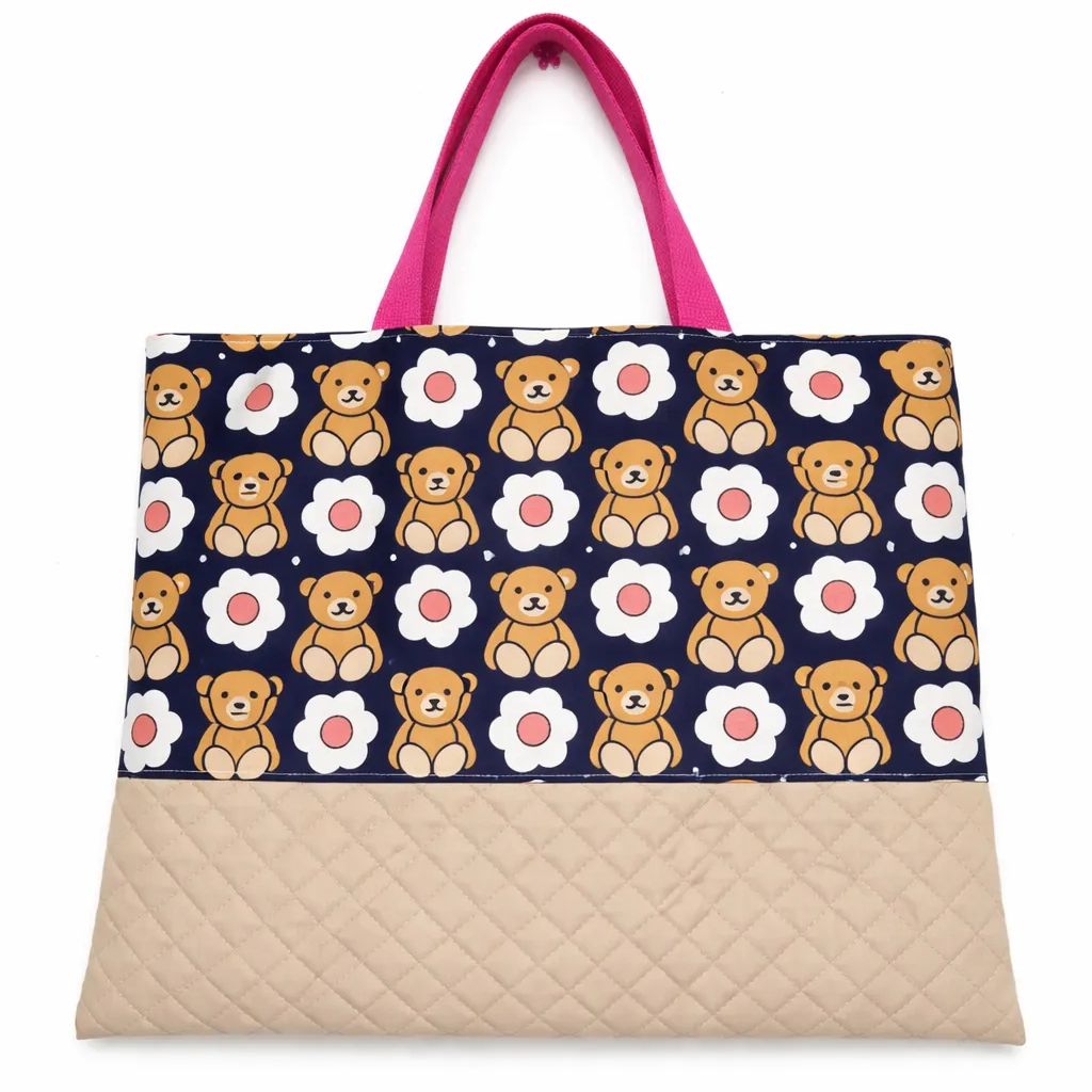 ハンドメイド】お花とくまさんのレッスンバッグ レッスンバッグ 絵本