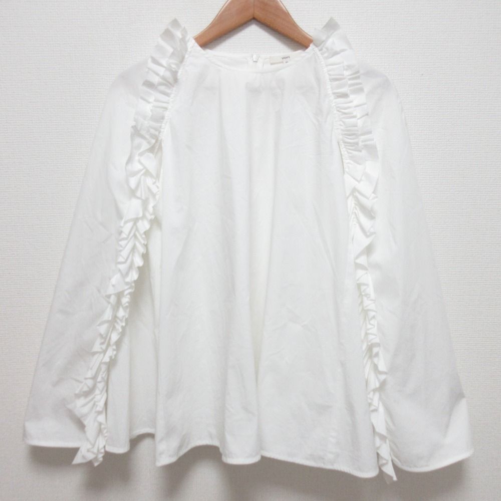 良品 yori ヨリ ケープフリル ブラウス サイズ38 ホワイト レディース