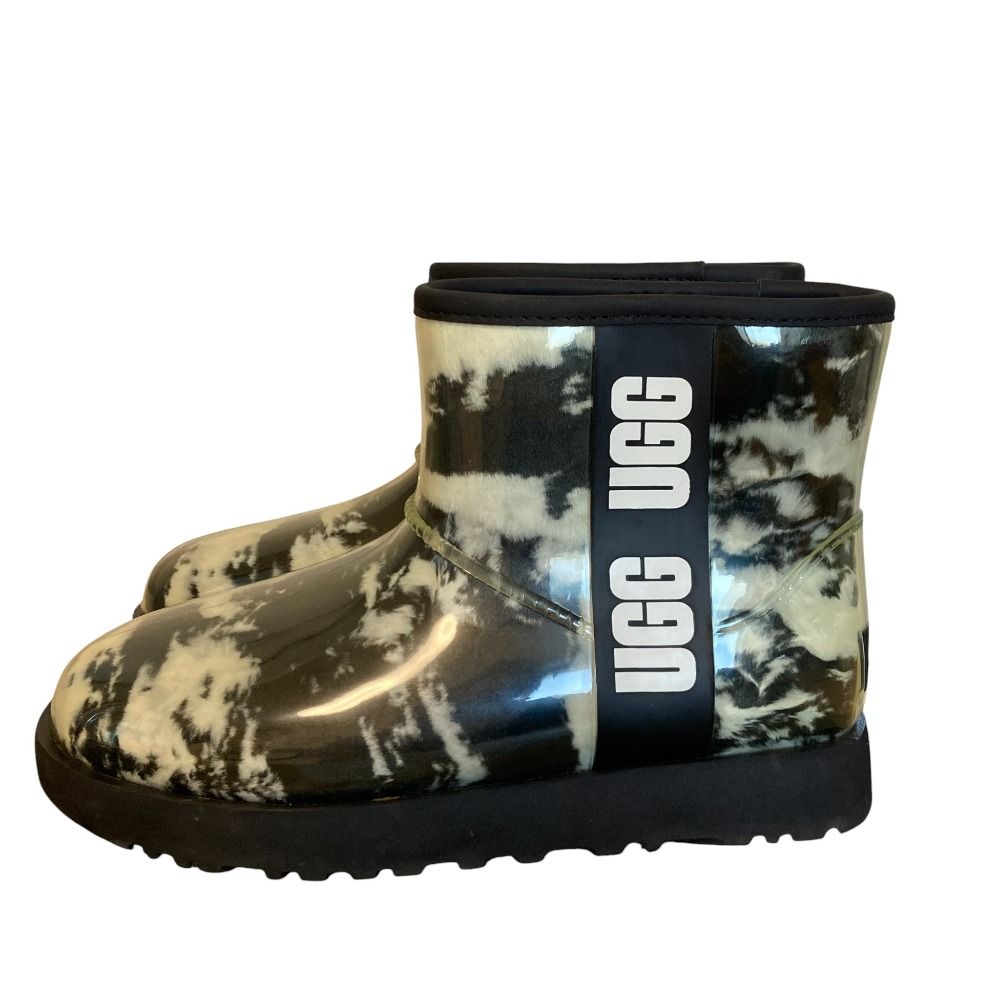UGG レインブーツ ホワイト・グリーン・ブラック 美品 UGG アグ クラシック クリアーミニマーブル レインブーツ サイズ