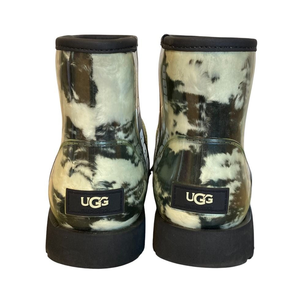 UGG レインブーツ ホワイト・グリーン・ブラック 美品 UGG アグ クラシック クリアーミニマーブル レインブーツ サイズ