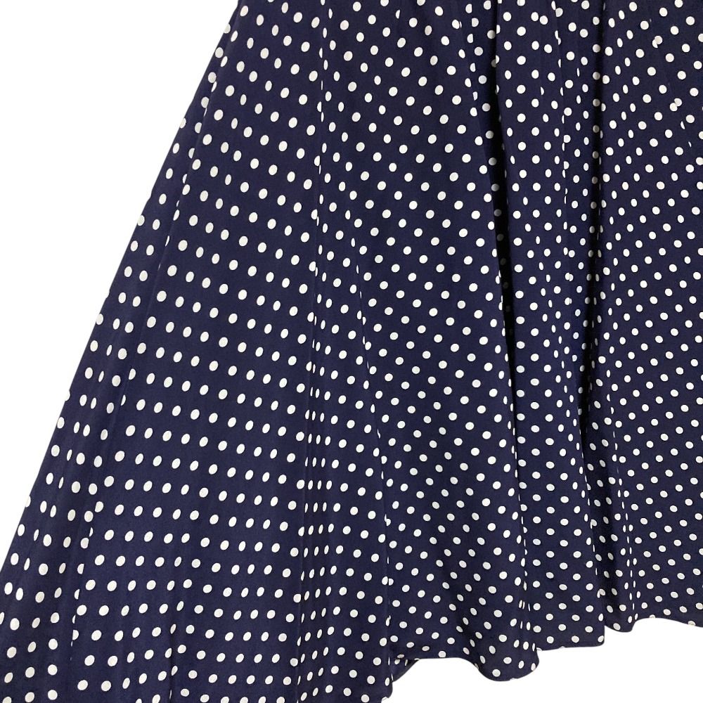 美品 PRADA プラダ ドット シルク フレアスカート サイズ36 ネイビー