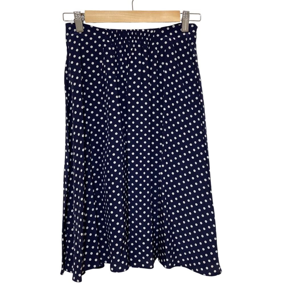 美品 PRADA プラダ ドット シルク フレアスカート サイズ36 ネイビー