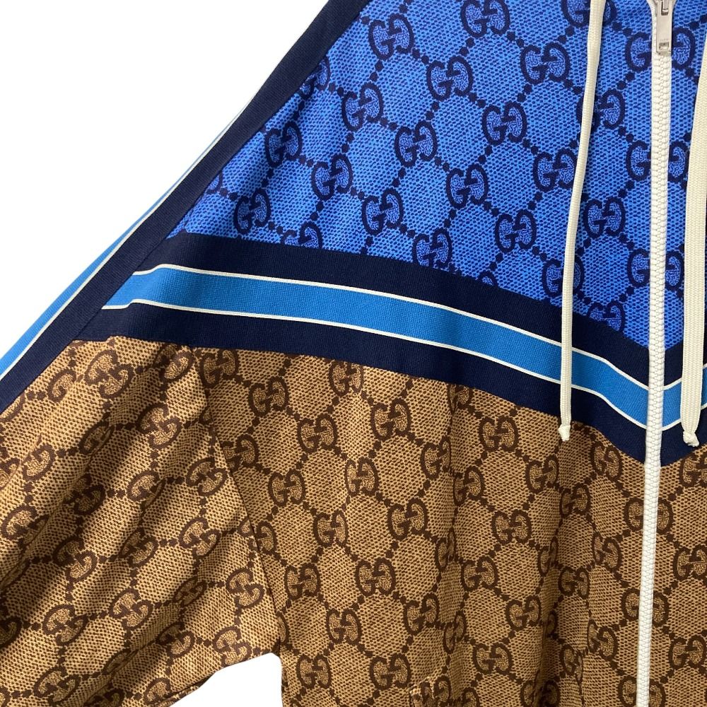 美品 GUCCI グッチ GGテクニカルカラー切替 バックプリーツ ジャージー