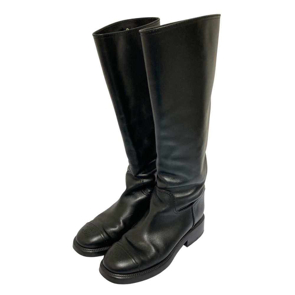 良品 CHANEL シャネル ココマーク レザー ロングブーツ G38174 サイズ