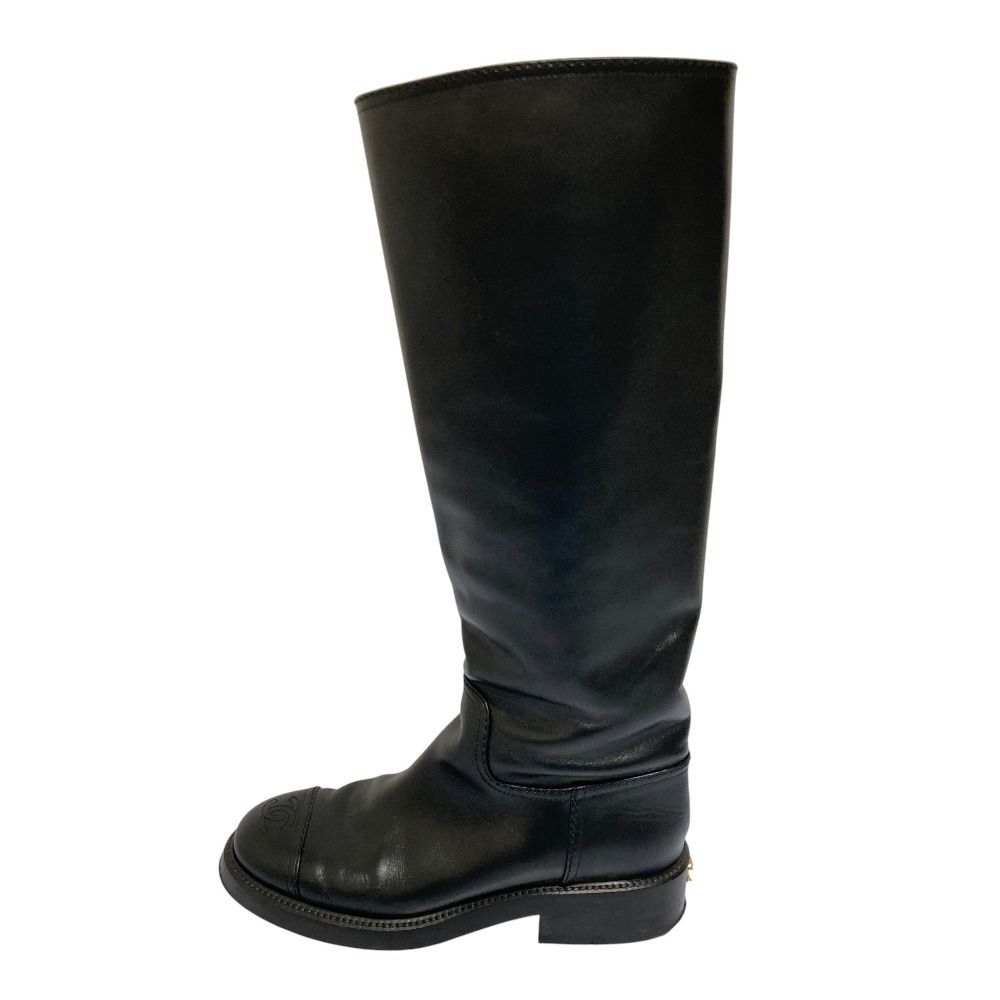 良品 CHANEL シャネル ココマーク レザー ロングブーツ G38174 サイズ