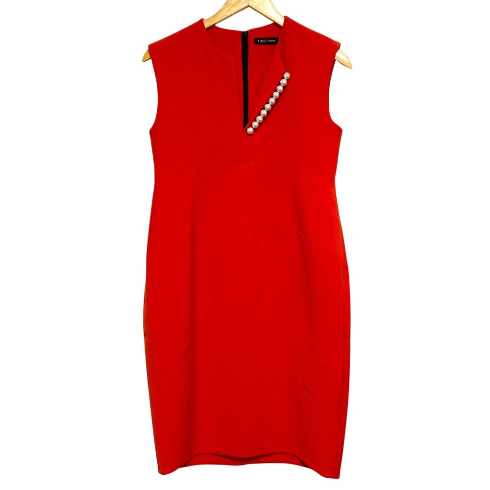 美品 YOKO CHAN ヨーコチャン パールスリット ノースリーブドレス