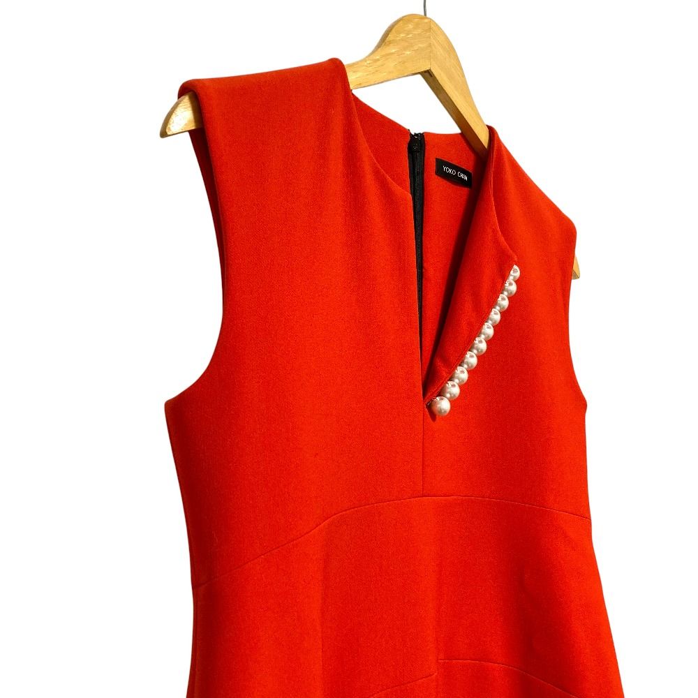 美品 YOKO CHAN ヨーコチャン パールスリット ノースリーブドレス