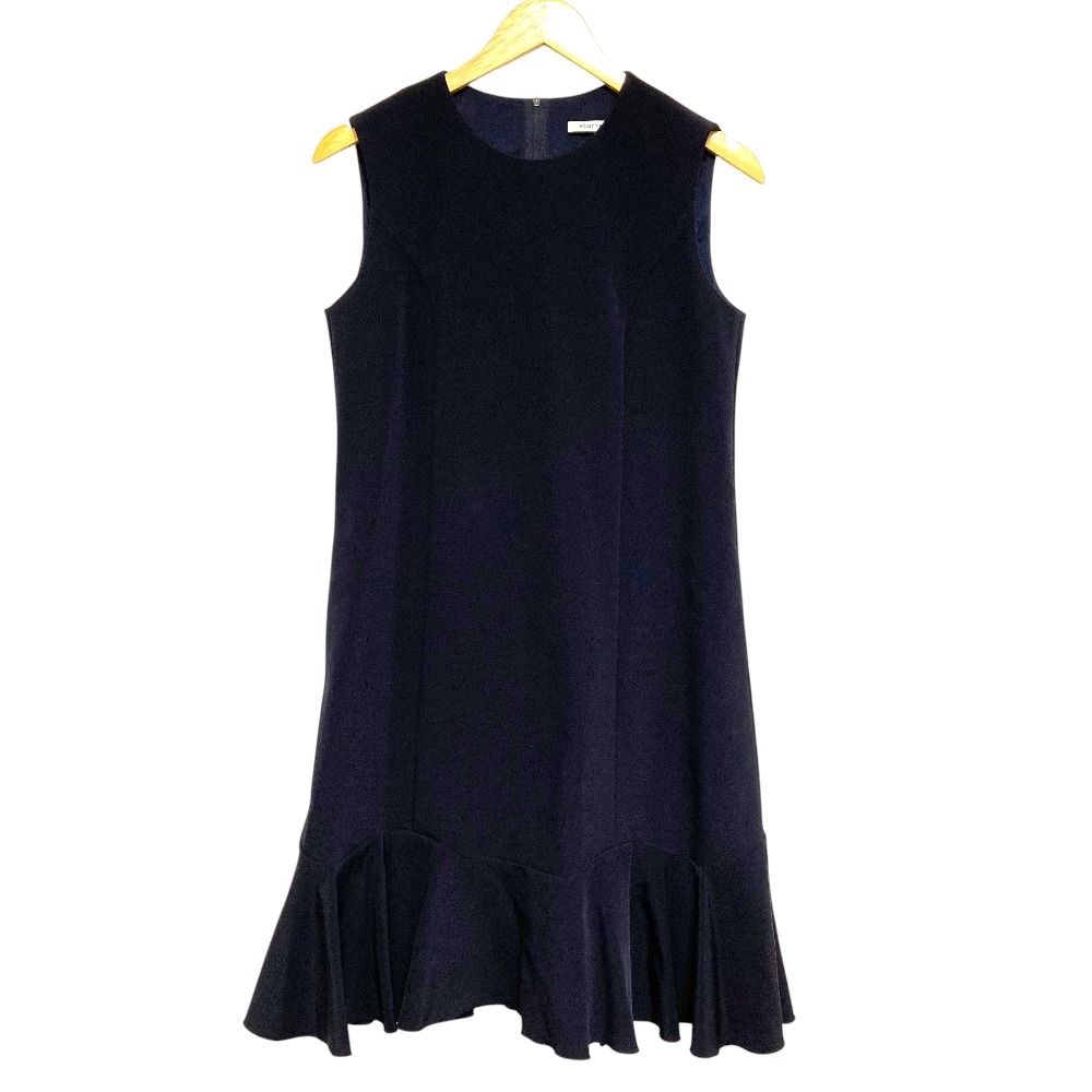 美品✨ フォクシーニューヨーク 付け襟 パフスリーブ ワンピース 濃紺 38 美品 FOXEY NEW YORK フォクシーニューヨーク Dress Freesia