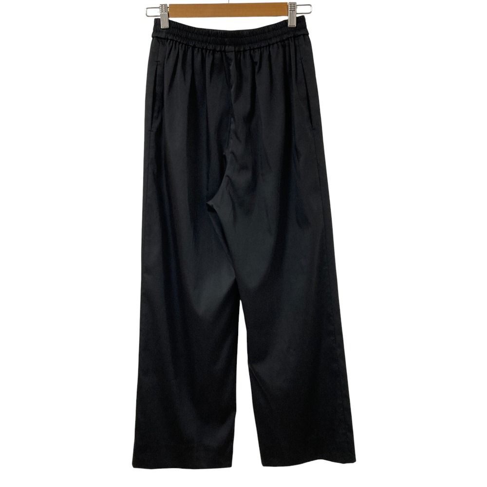 YORI ブラック パンツ 38 良品 23AW yori ヨリ センタープレスサテンワイドパンツ サイズ38