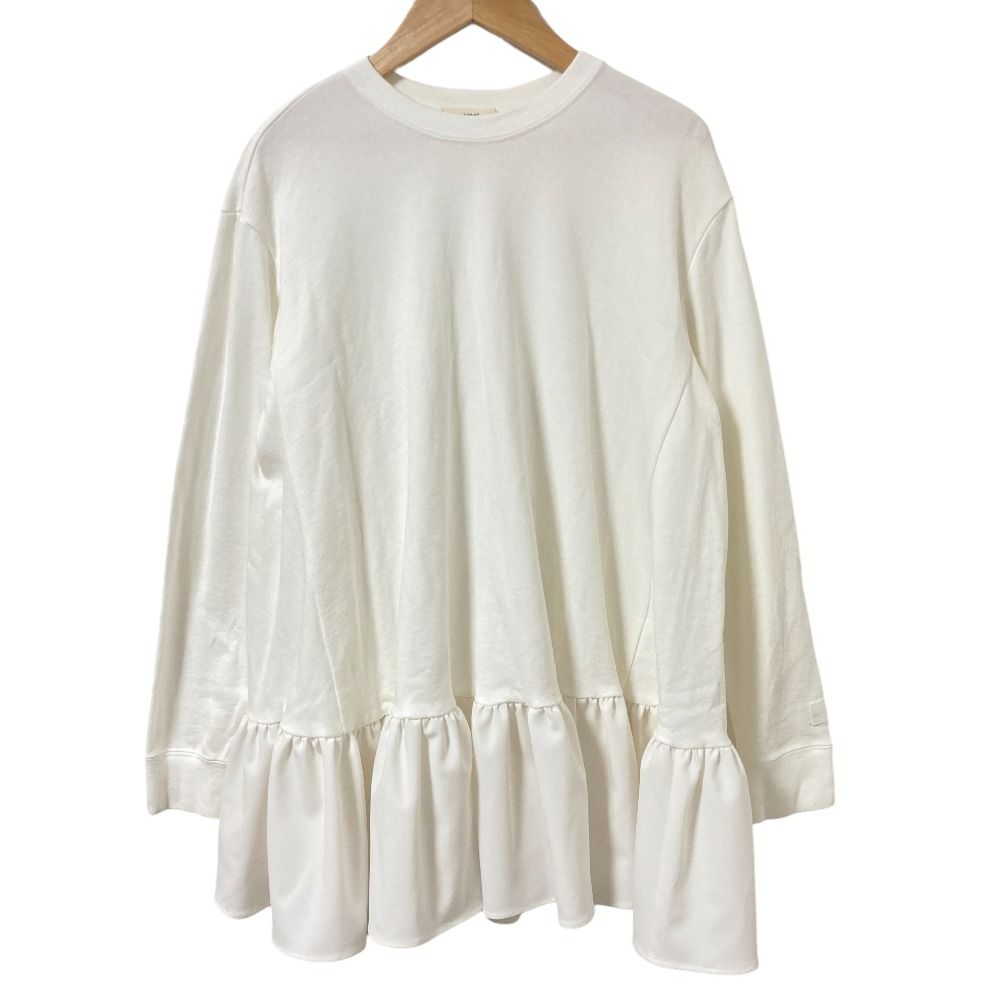 美品 24SS yori ヨリ 裏毛ヘムギャザーカットソー ブラウス サイズF