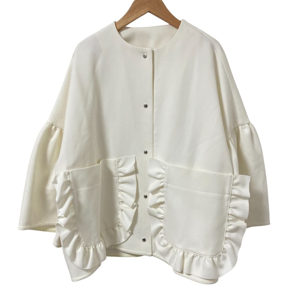 yori ヨリ ポケットフリル　ノーカラー　ジャケット F ネイビー yori ポケットフリルジャケット ネイビー yori フリルポケット ノー