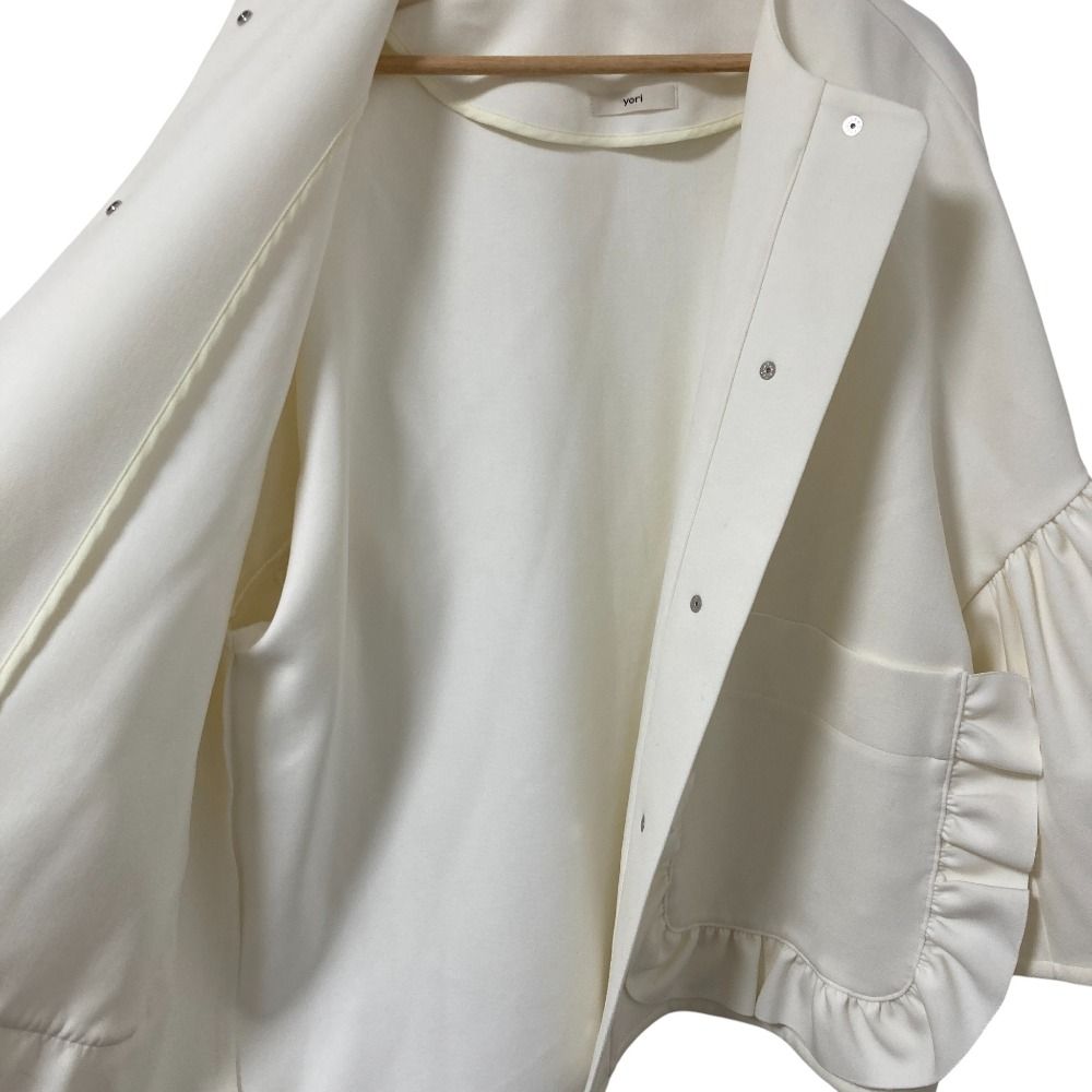 美品 yori ヨリ ポケットフリルジャケット ノーカラー ブルゾン サイズ
