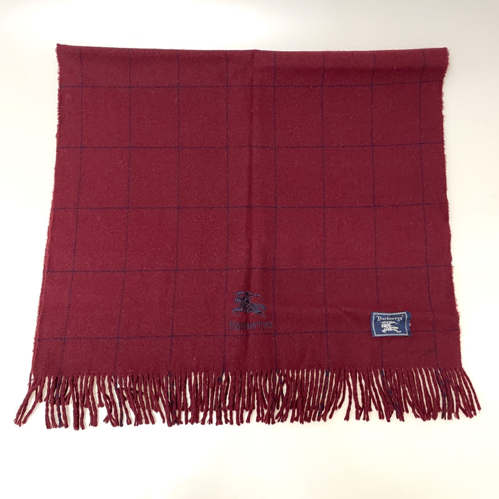 Burberry バーバリー ストール マフラー 膝掛け ウール ワインレッド