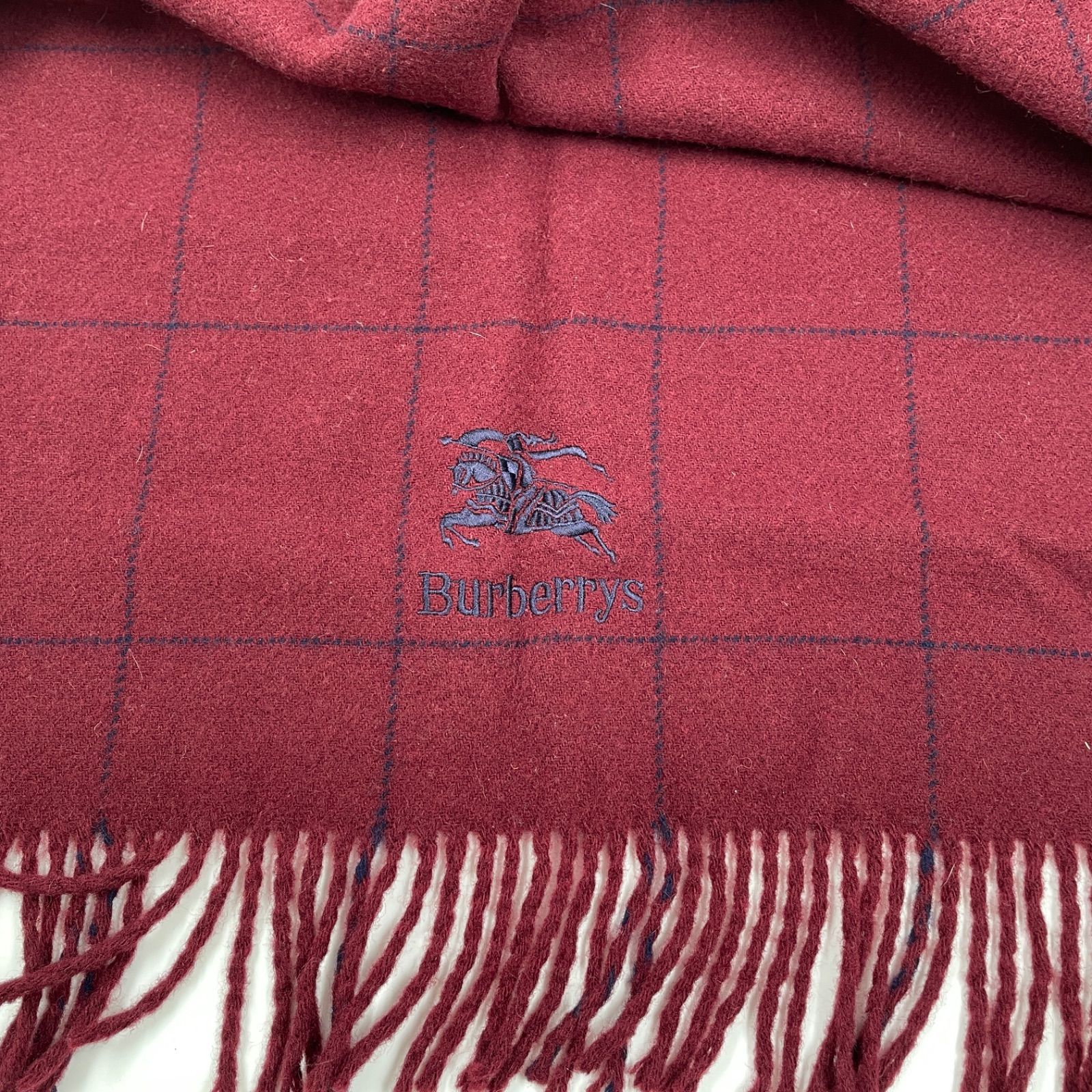 Burberry バーバリー ストール マフラー 膝掛け ウール ワインレッド