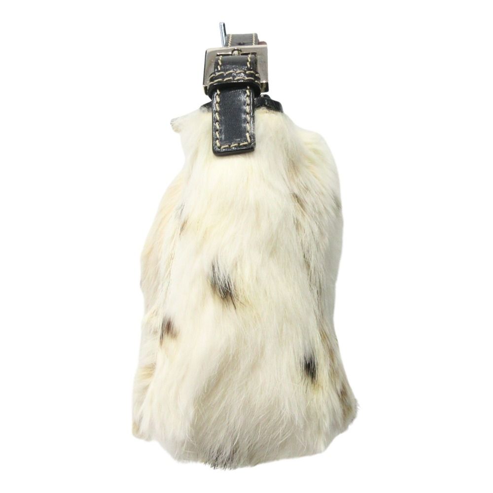 美品 FENDI フェンディ ラビットファー レザー ミニ ハンド バッグ