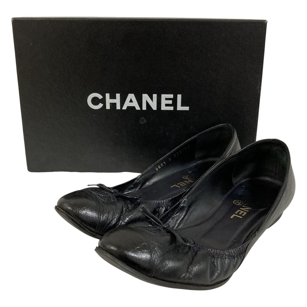 美品 CHANEL シャネル ココマーク リボン バレエシューズ G25670 37C