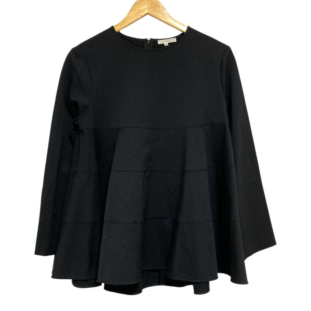5831 【美品】 ヨリ yori ウォームティアードブラウス 38 ブラック 美品 yori ヨリ ウォームティアードブラウス ウォッシャブル プル