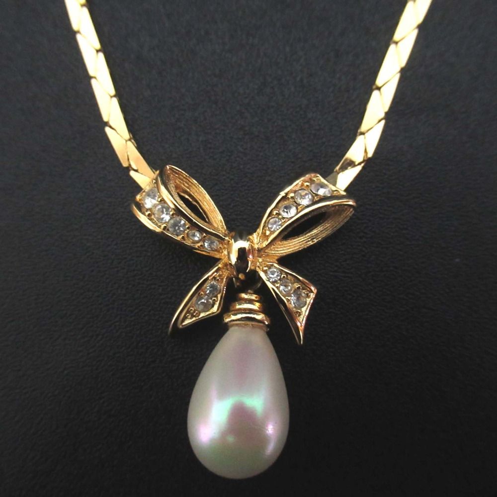 希少 Dior ヴィンテージ リボン パール ネックレス 美品 Christian Dior クリスチャンディオール ヴィンテージ リボン