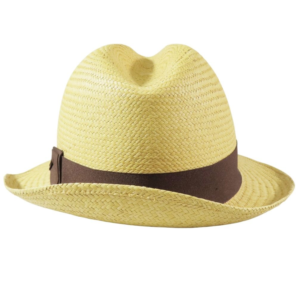 新品同様 TORAYA 銀座トラヤ帽子店 中折れ帽 パナマハット センター