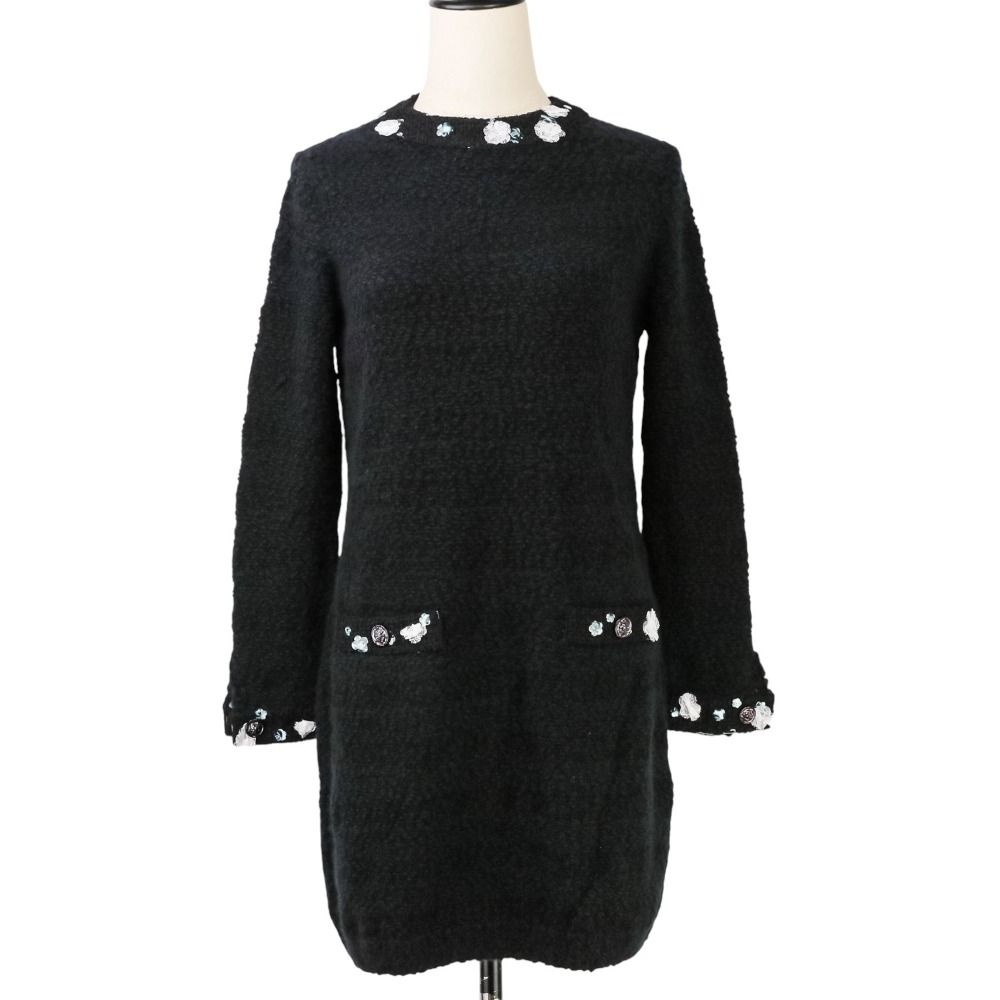 美品 22B CHANEL シャネル ココマーク カシミヤ ニットワンピース