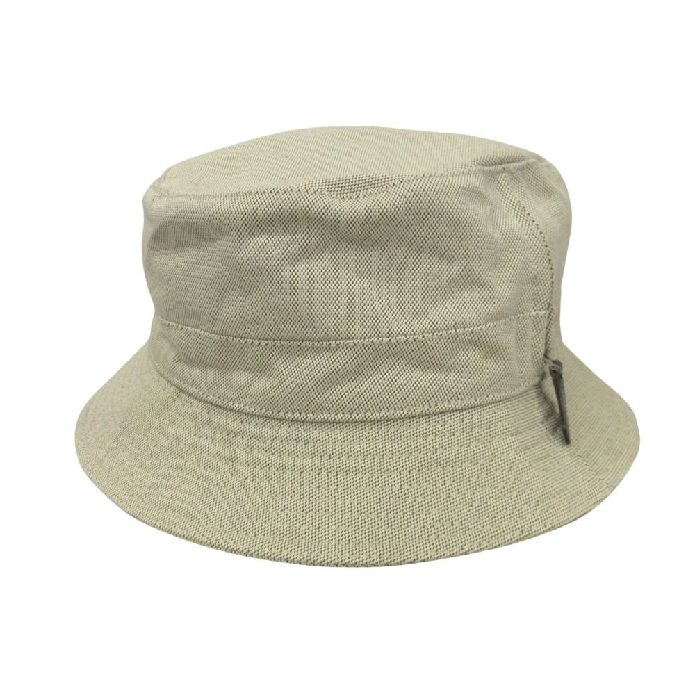 良品 HERMES エルメス キャンバス バケット ハット 帽子 レザー引き手