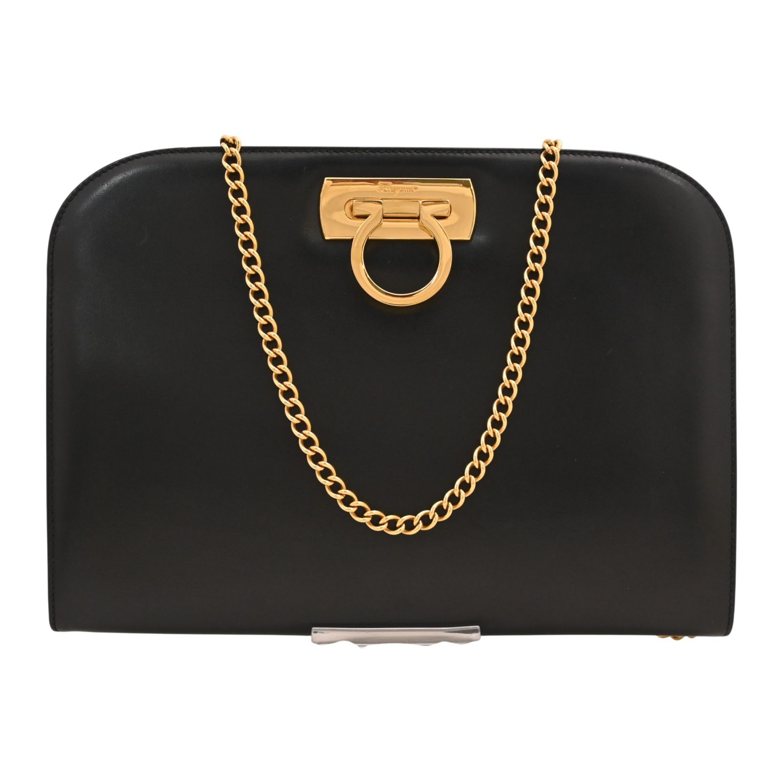 フェラガモ ガンチーニ 2way チェーン ショルダーバッグ ブラック