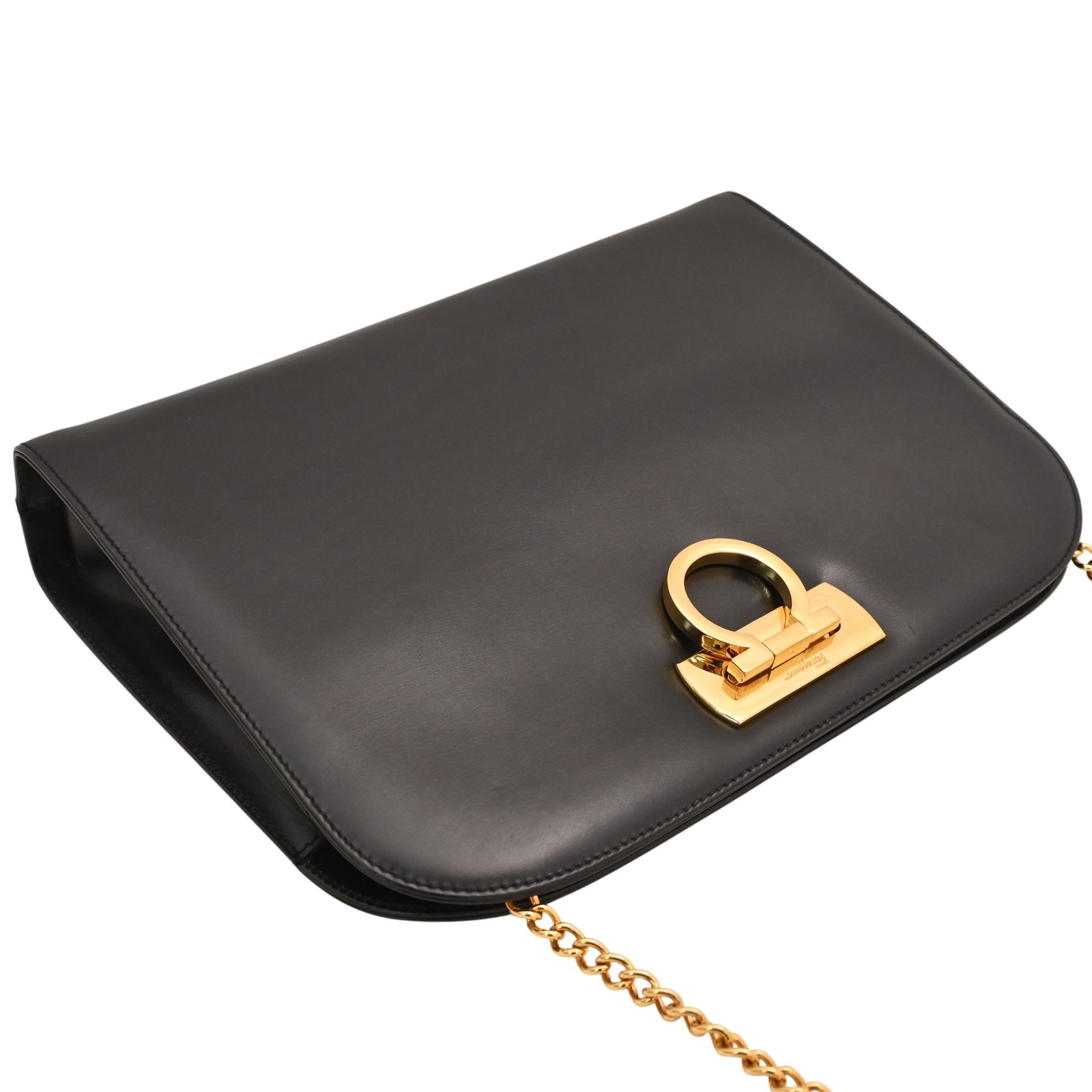 フェラガモ ガンチーニ 2way チェーン ショルダーバッグ ブラック