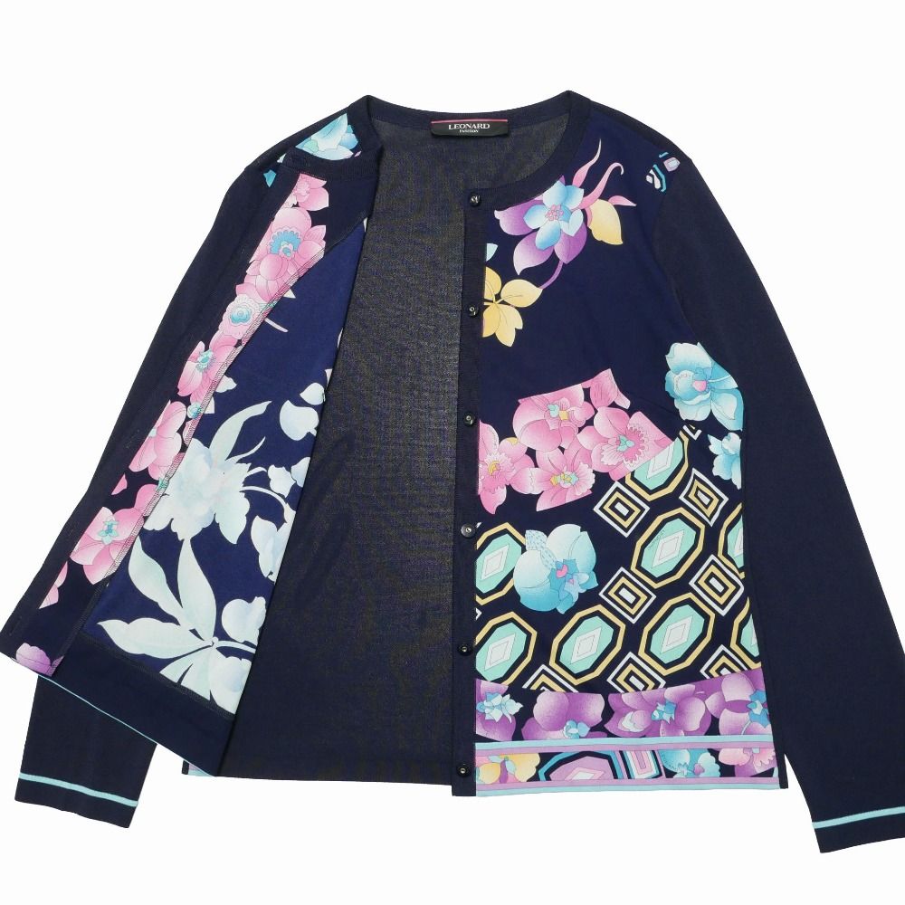 LEONARD レオナール カーディガン サイズ42 カンカン 異素材切替