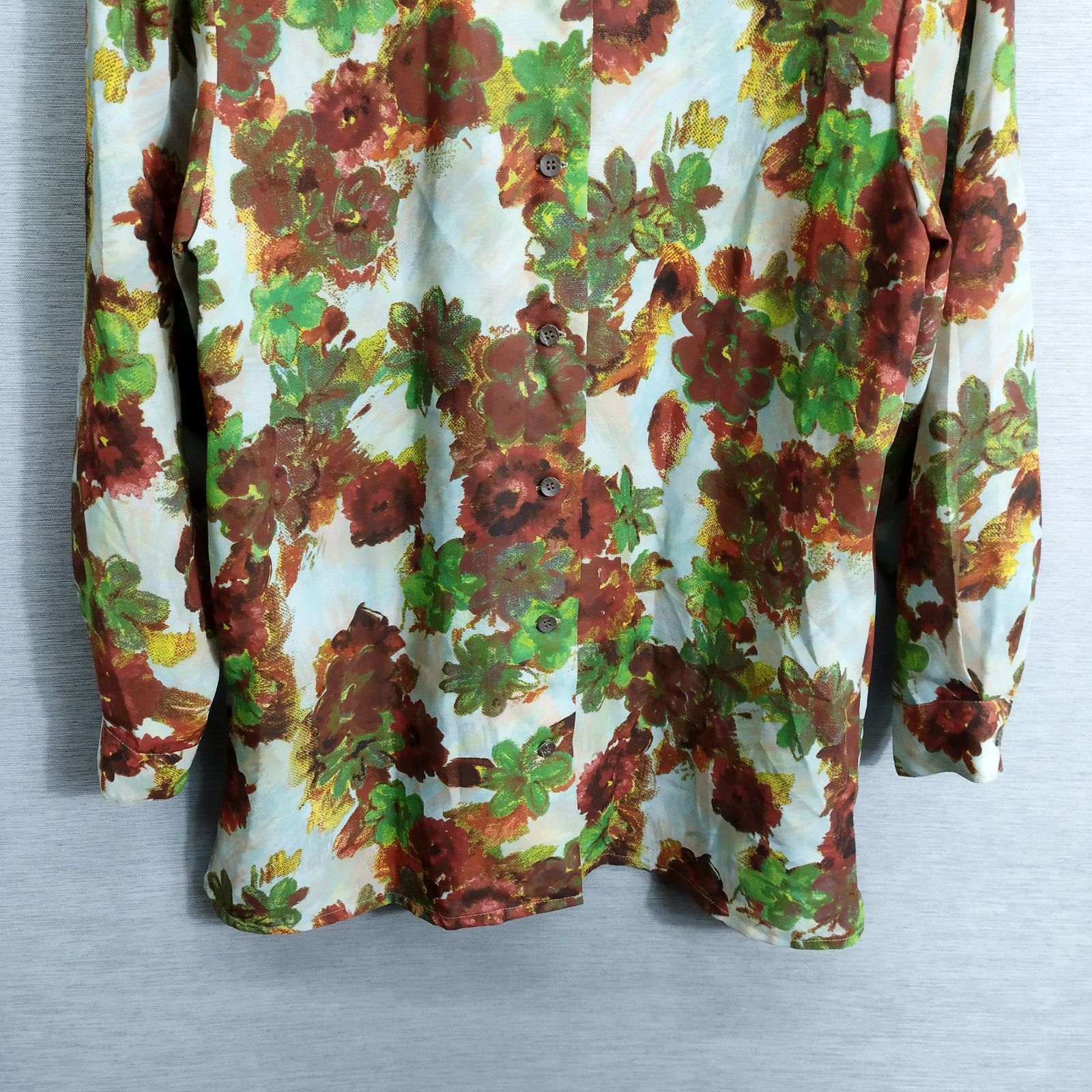 F.B Collection 花柄 シャツ ブラウス 長袖 古着 女子 レトロ 