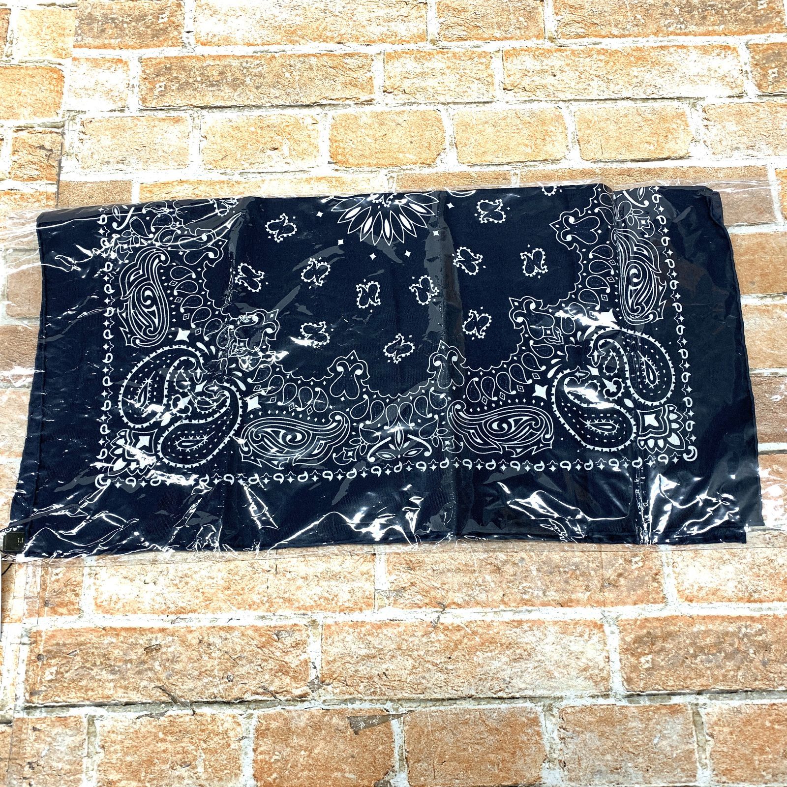 未使用品 manipuri マニプリ スカーフ ペイズリー柄 ネイビー シルク